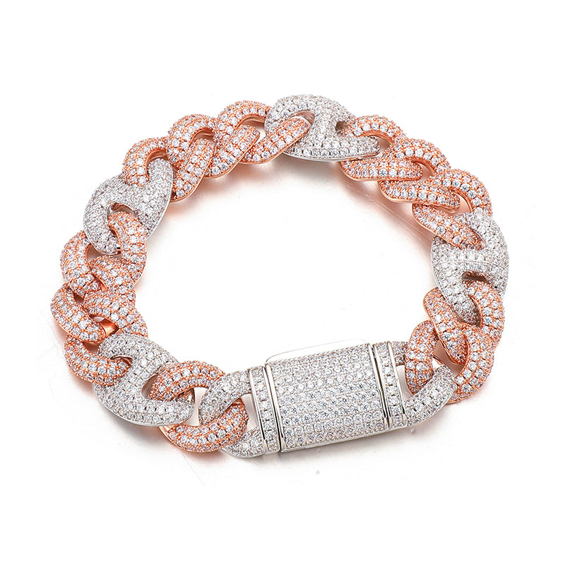 Gucci Cuban Bracelet -15mm (2Tone White/Rose Gold)