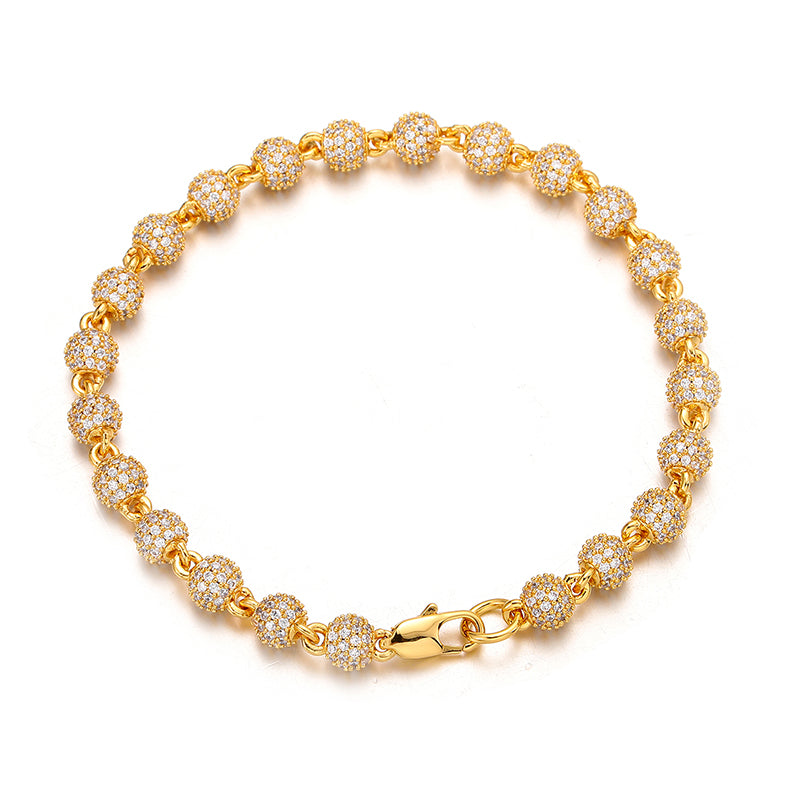 Iced Ball Bracelet - 6mm (18K Gold)