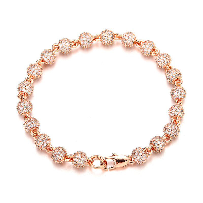 Iced Ball Bracelet - 6mm (Rose Gold)