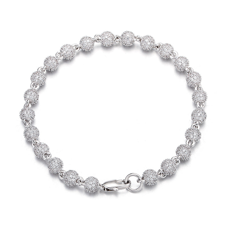 Iced Ball Bracelet - 6mm (White Gold)