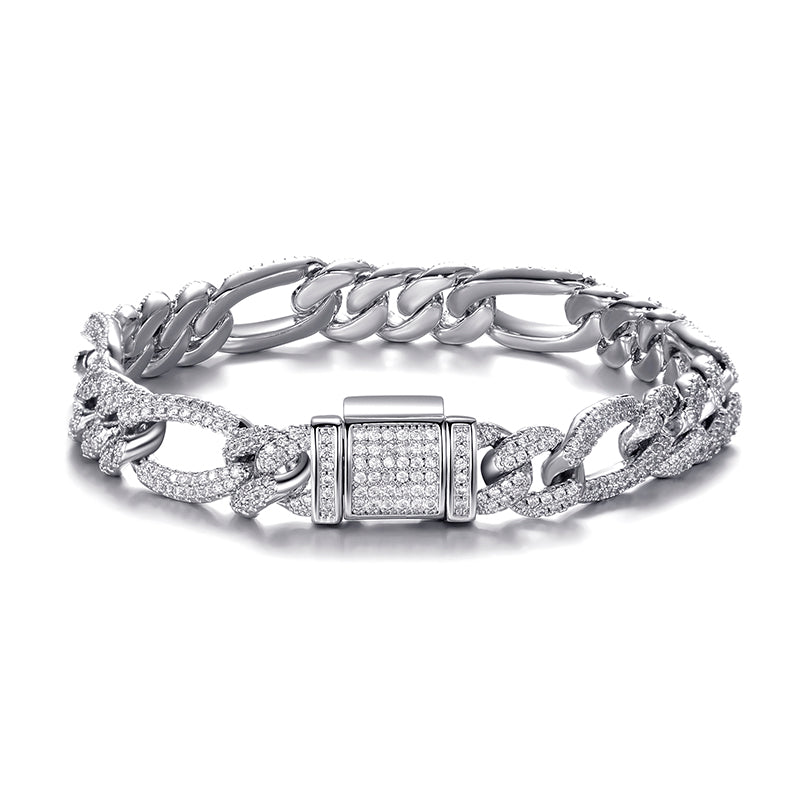 Figaro Bracelet - 10mm (White Gold)