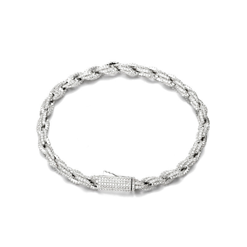 Rope chain Bracelet - 6mm (White  Gold)