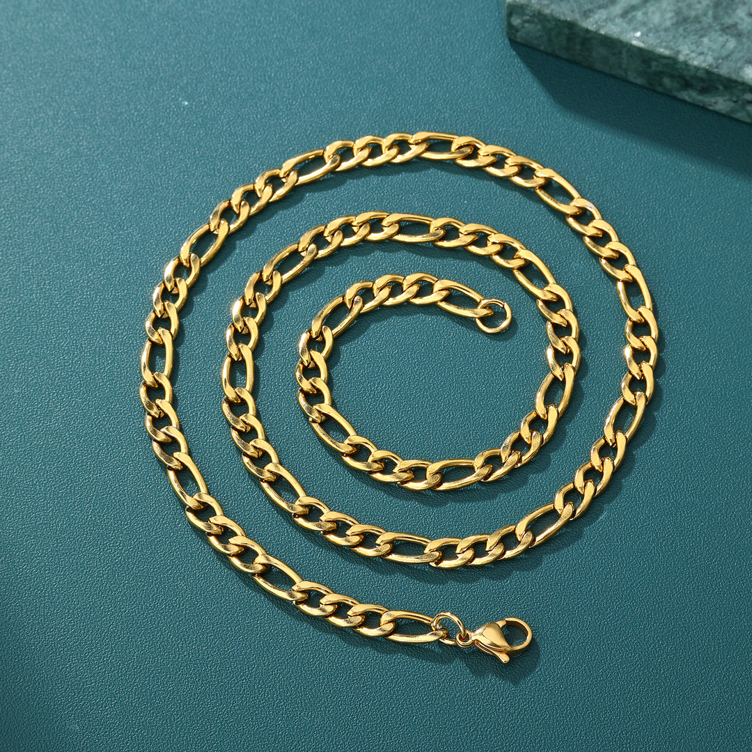 Figaro Link Chain - 4mm〜7mm (Gold)