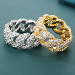 ギャラリービューアに画像を読み込み、Diamond Cuban Ring - 10mm (18K Gold)
