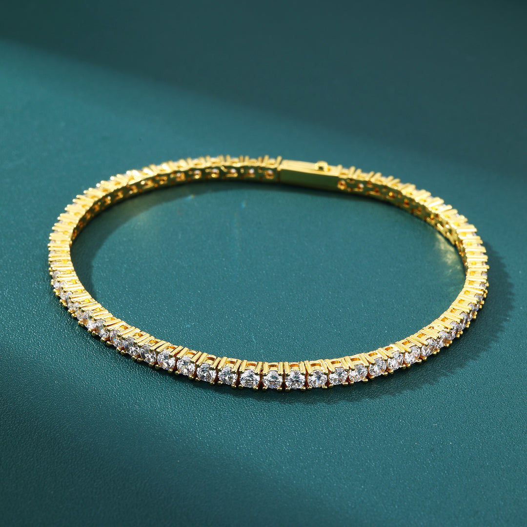 Tennis Chain Set 3mm - 18K Gold (ネックレス&ブレスレット)