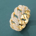 ギャラリービューアに画像を読み込み、Diamond Cuban Ring - 10mm (18K Gold)
