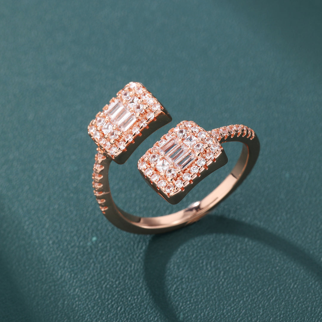 Gem Double Charm Ring - 16mm (Rose Gold)