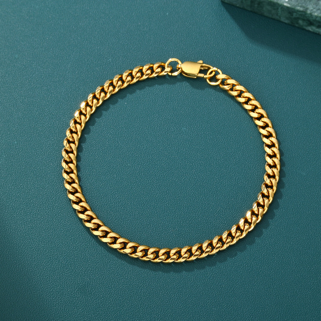 Cuban Chain Bracelet- 4mm〜8mm (Gold)