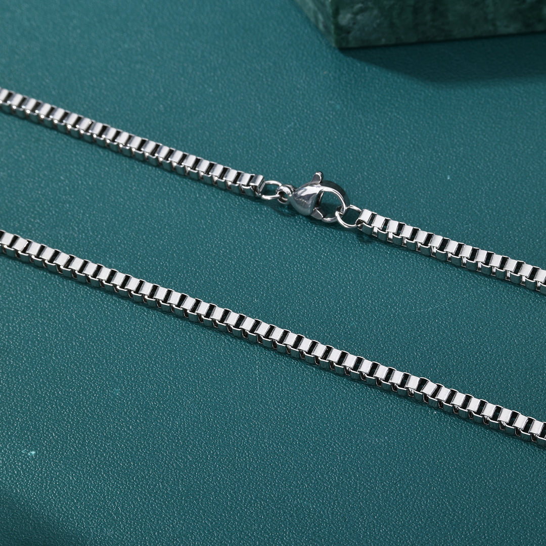 Box Link Chain - 1.5mm〜3mm (White Gold)