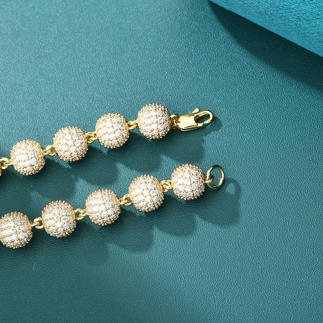 Iced Ball Bracelet - 10mm (18K Gold)