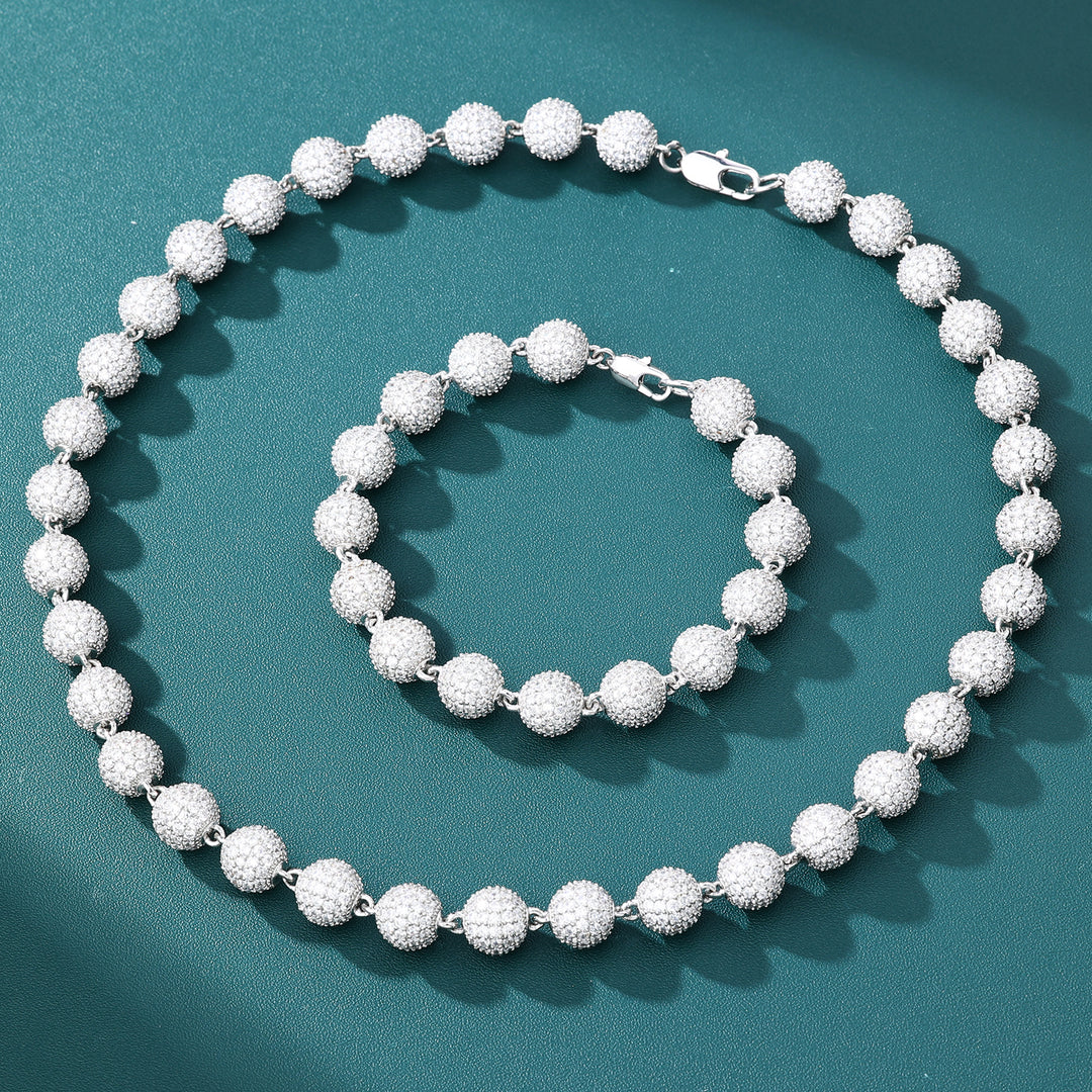 Iced Ball Bracelet - 10mm (White Gold)