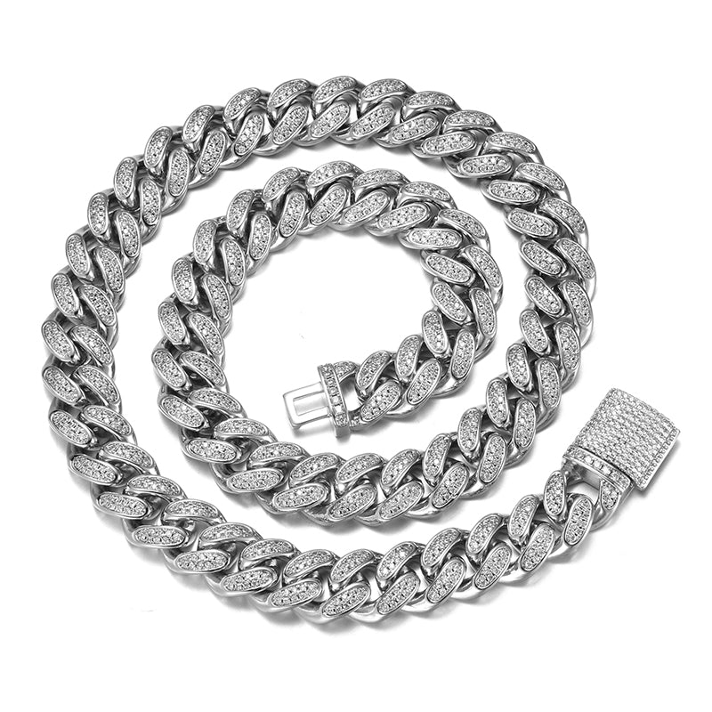 Cuban Chain - 12mm (White Gold)