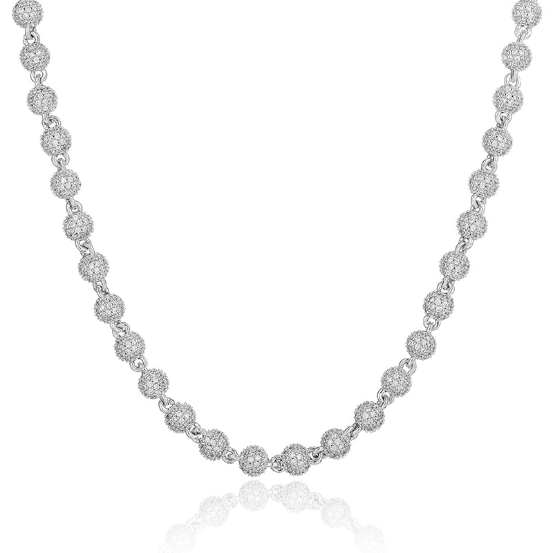 Iced Ball Chain - 6mm (White Gold)