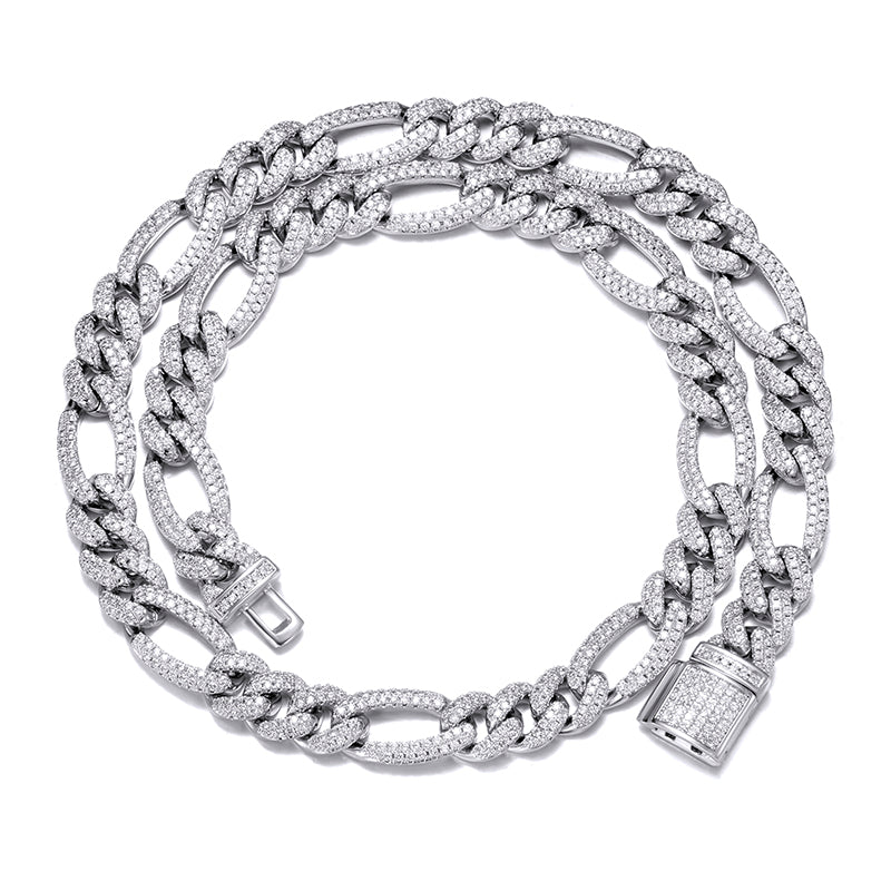 Figaro Chain - 10mm (White Gold)