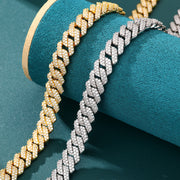 【Moissanite × 925 Silver】幅12mm - Noble Ice Cuban Chain (White Gold)
