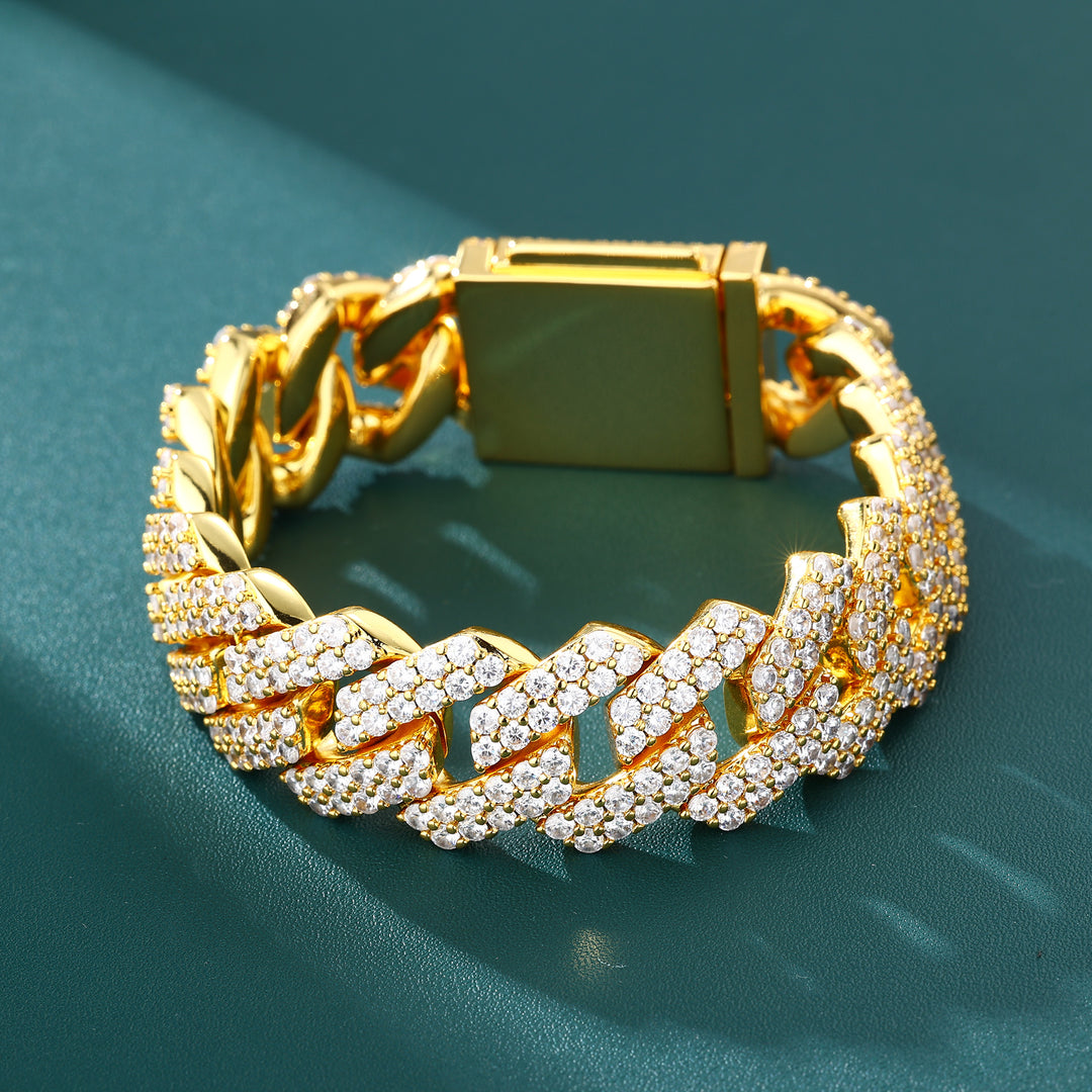 Prong Cuban Bracelet - 19mm (18K Gold)