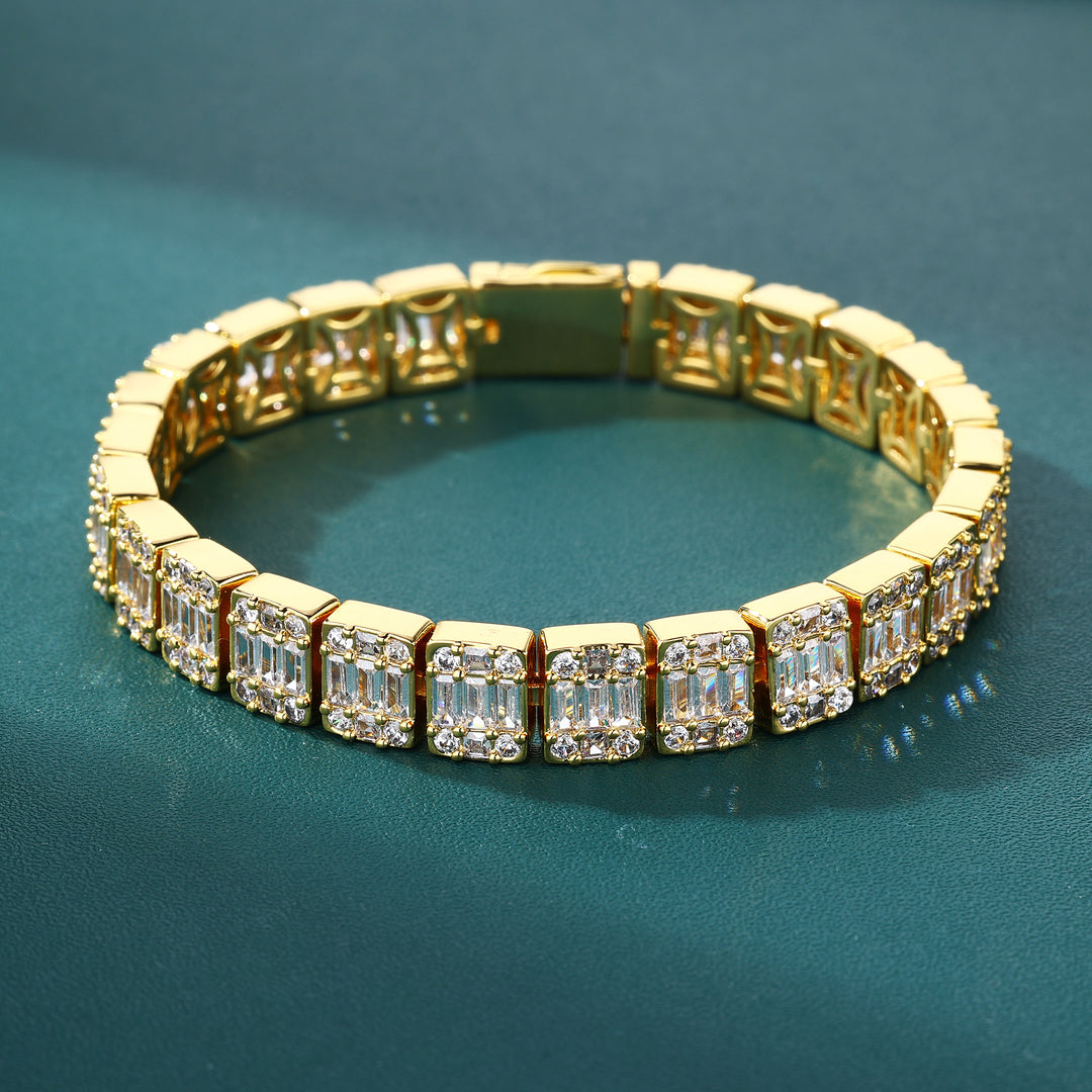 Square Baguette Tennis Bracelet - 10mm (18K Gold)