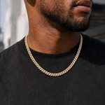 ギャラリービューアに画像を読み込み、SERPENT CUBAN CHAIN 6mm 18K Gold Platedの着用イメージ（AI生成・長さ55cmを想定）